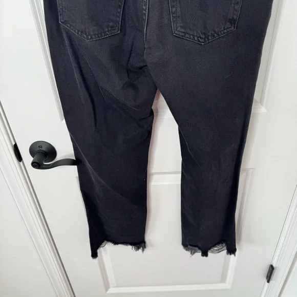 Free People Maggie Washed Black High-Rise Distressed straight Jeans 26 - Picture 8 of 11